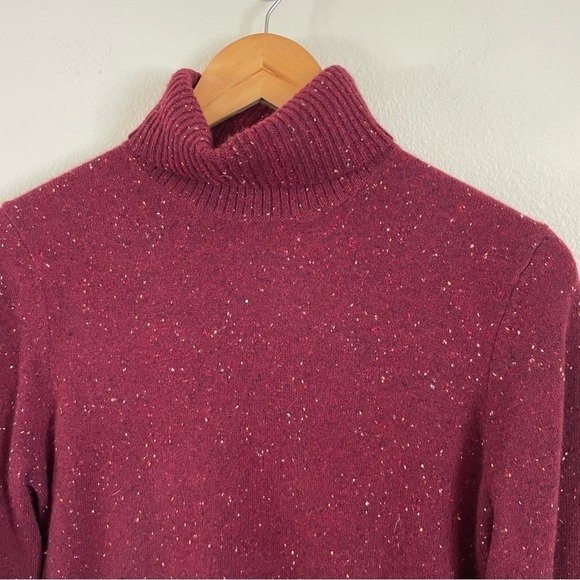 Lands' End Cashmere Turtleneck Sweater in Burgundy Donegal Size Small - Picture 6 of 9